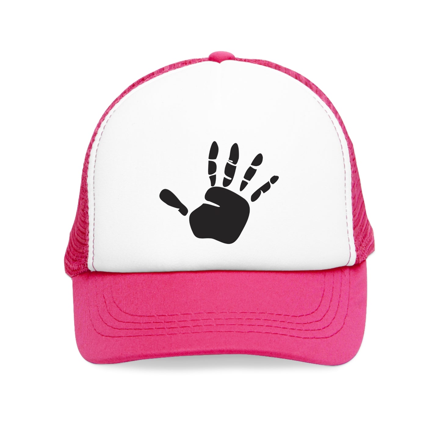 Mesh Cap Hat – Handprint Design Adjustable Trucker in Black, Blue, Pink & Red