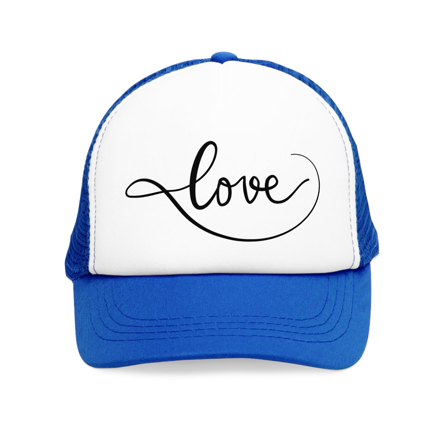Mesh Cap Hat with Love Script Design – Black, Blue, Pink & Red
