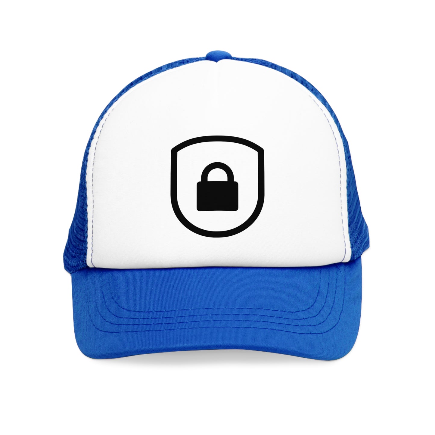 Mesh Cap Hat with Lock Icon Design – Black, Blue, Pink & Red