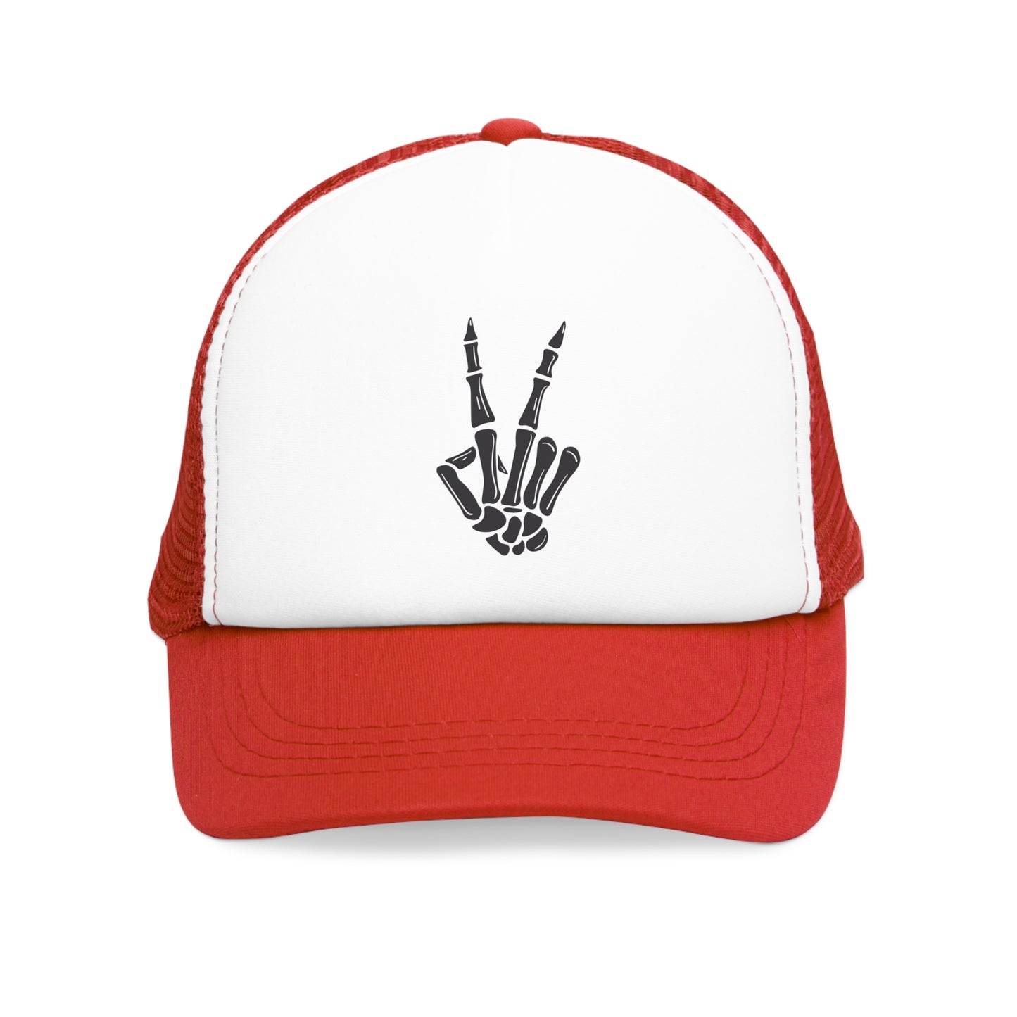 Mesh Cap Hat – Skeleton Hand Design in Black, Blue, Pink & Red