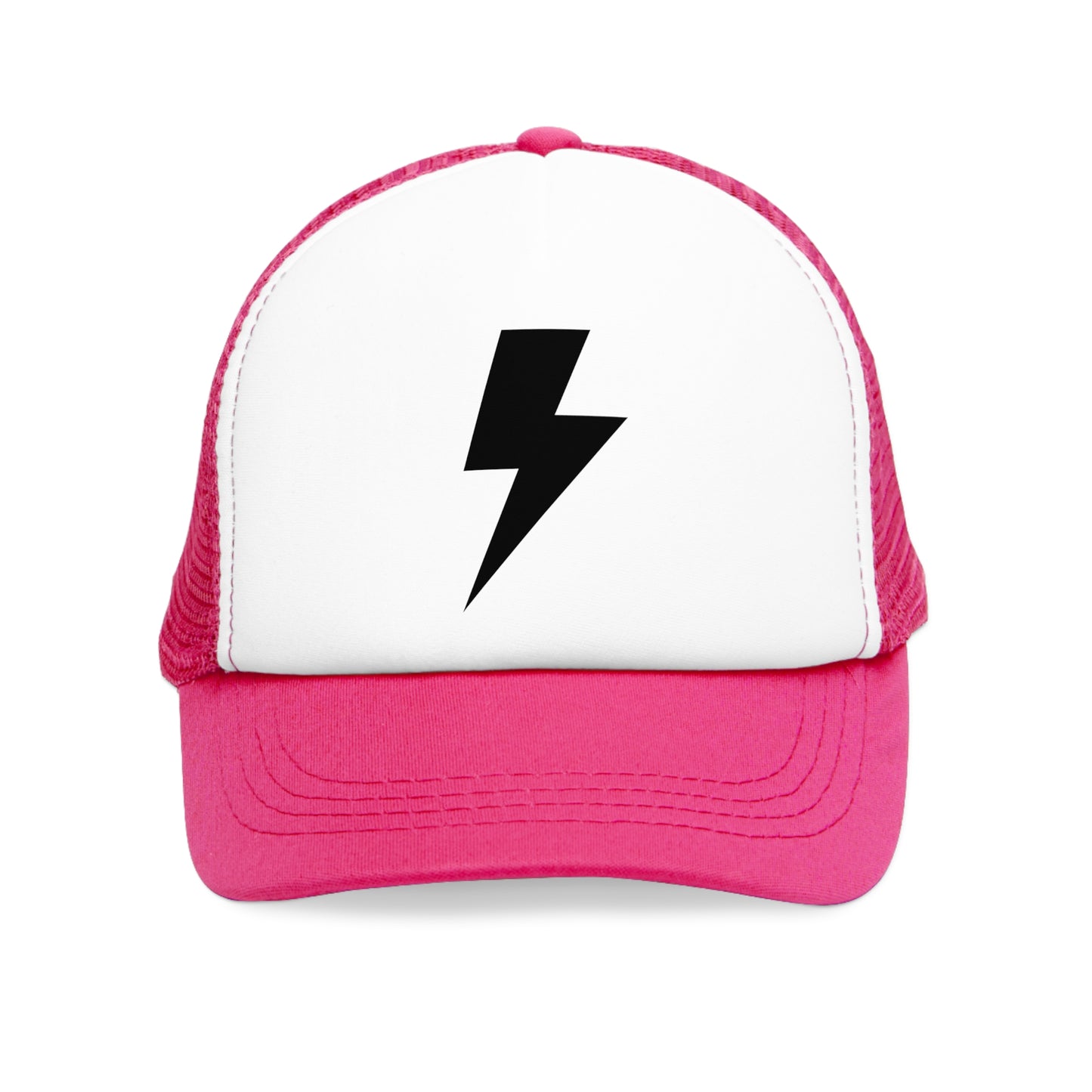 Mesh Cap Hat with Lightning Bolt Design – Adjustable Trucker Hat for Men & Women, Black, Blue, Pink, Red