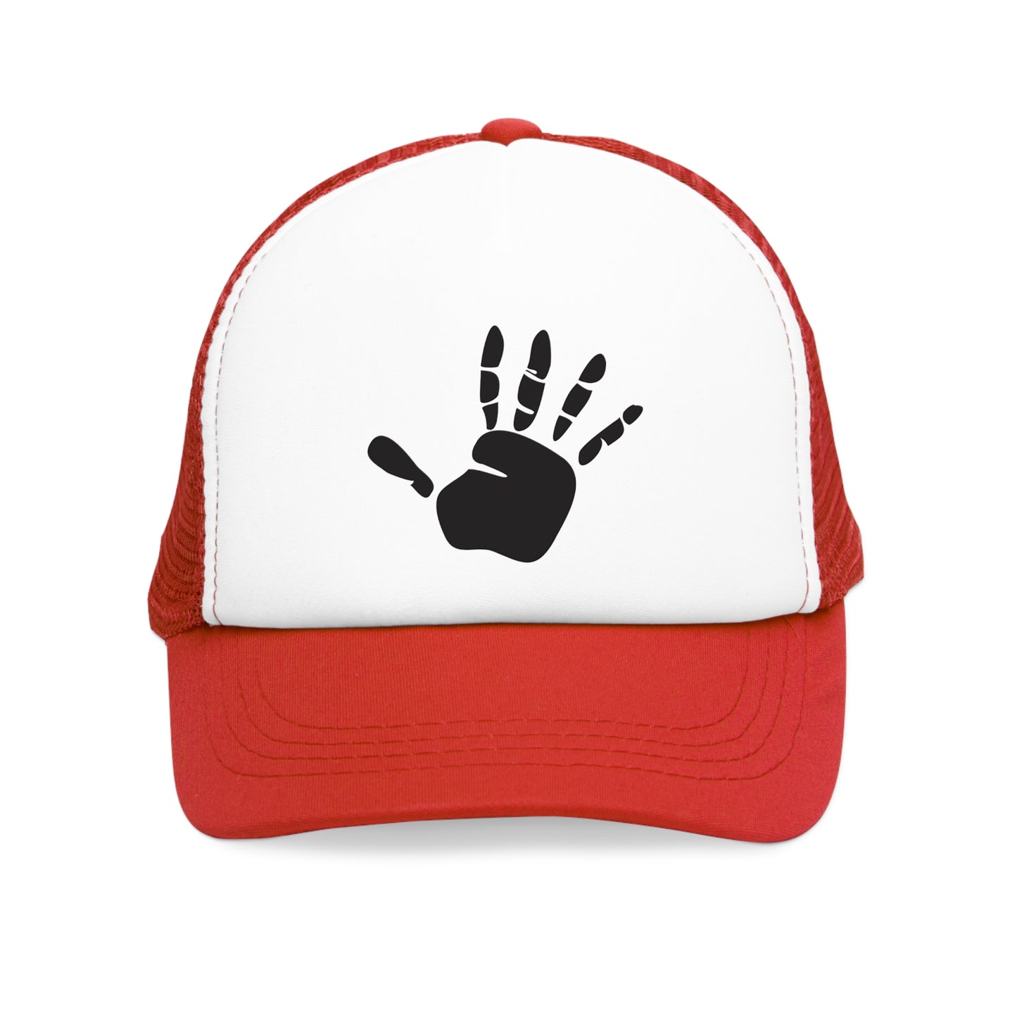 Mesh Cap Hat – Handprint Design Adjustable Trucker in Black, Blue, Pink & Red