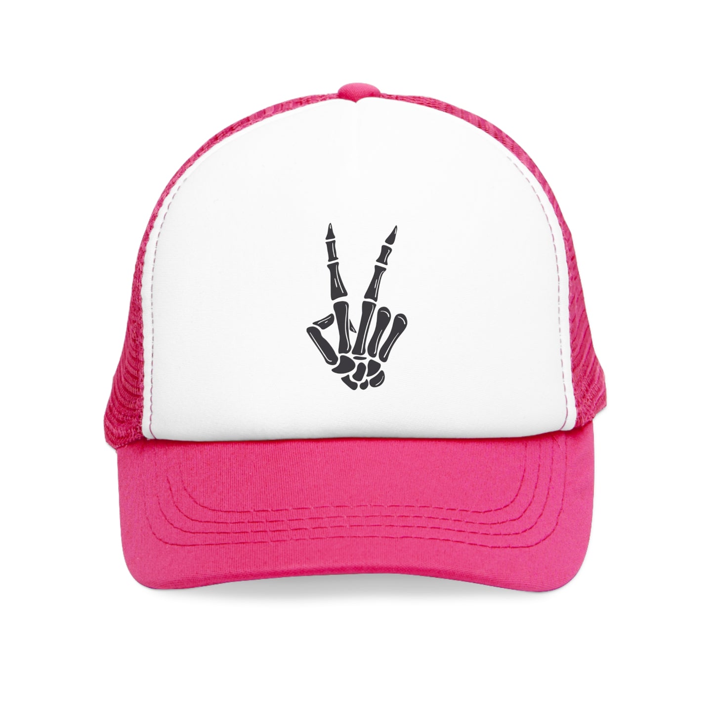 Mesh Cap Hat – Skeleton Hand Design in Black, Blue, Pink & Red