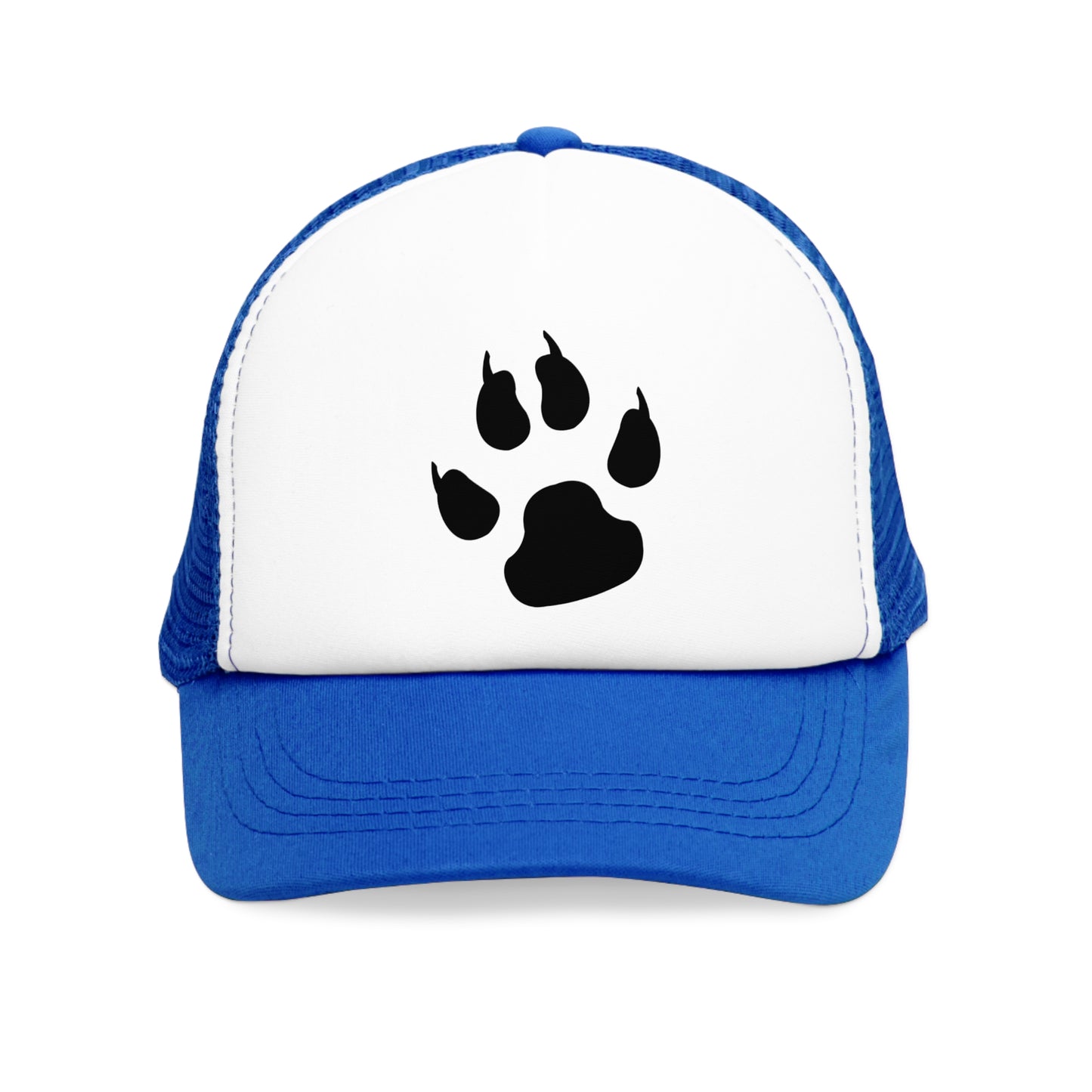 Mesh Cap Hat – Paw Print Design Adjustable Trucker in Black, Blue, Pink & Red