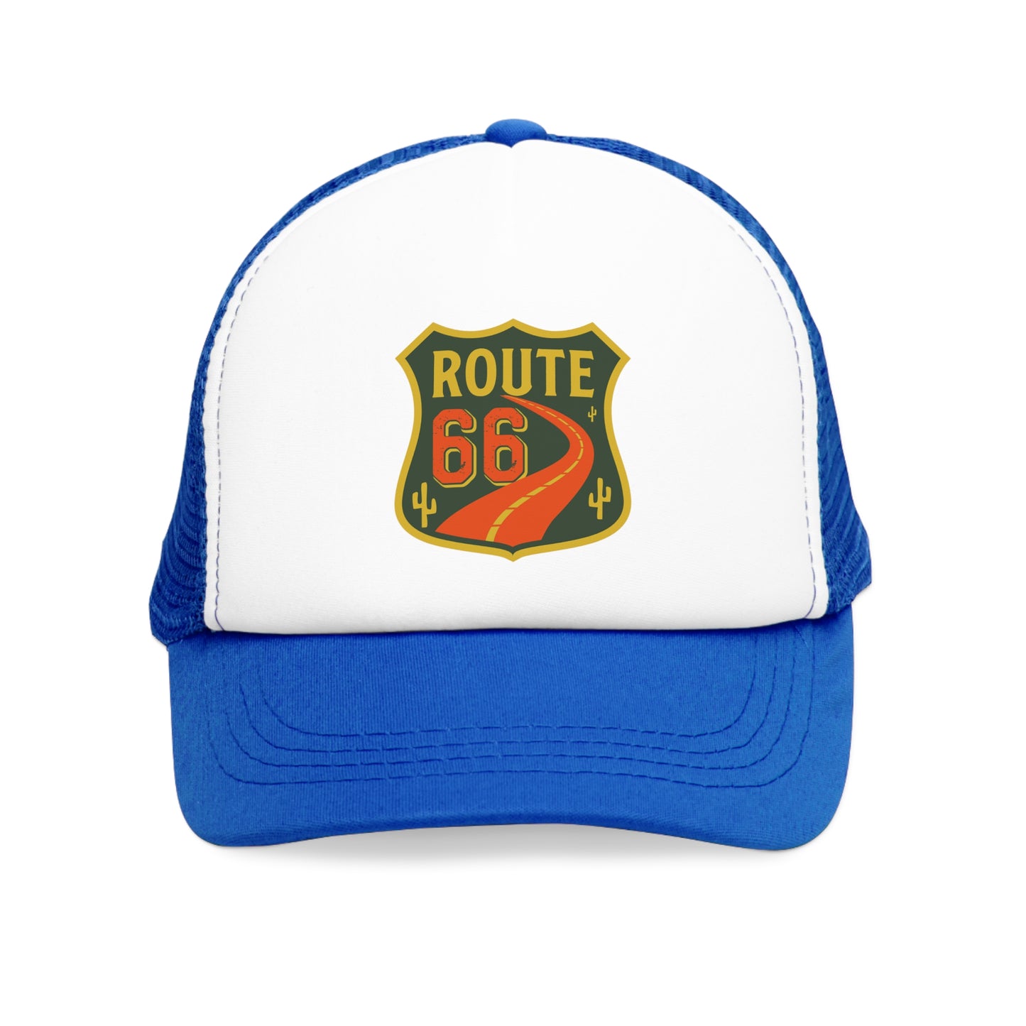Mesh Cap Hat with Route 66 Design – Adjustable Trucker Hat for Men & Women, Black, Blue, Pink, Red