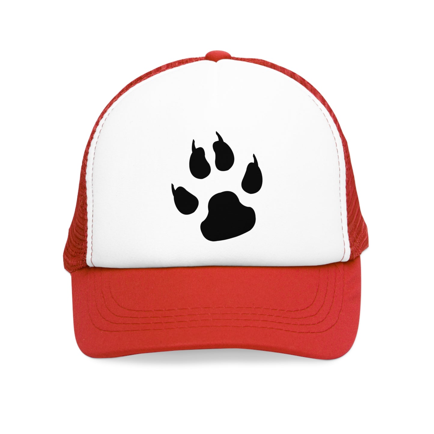 Mesh Cap Hat – Paw Print Design Adjustable Trucker in Black, Blue, Pink & Red