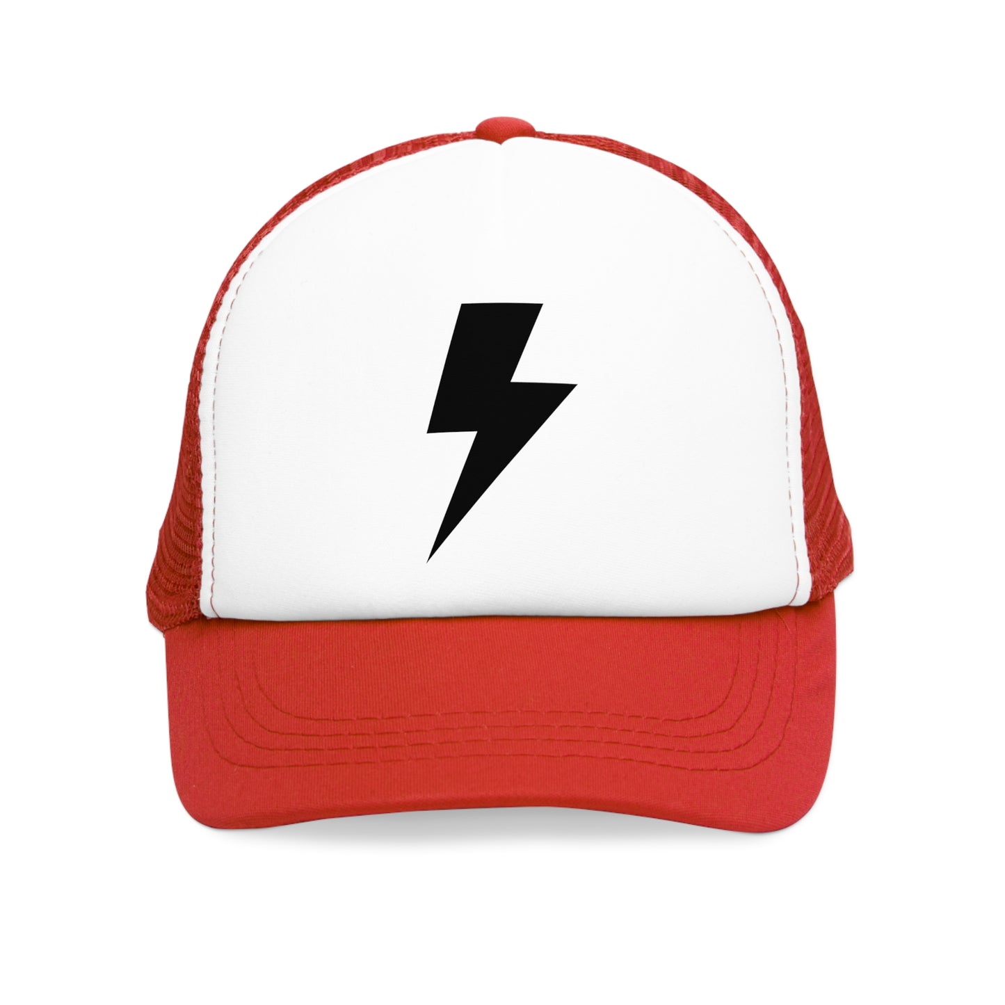 Mesh Cap Hat with Lightning Bolt Design – Adjustable Trucker Hat for Men & Women, Black, Blue, Pink, Red