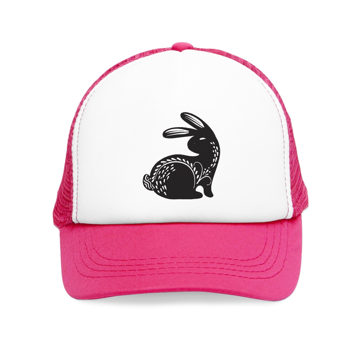 Mesh Cap Hat – Rabbit Design Adjustable Trucker in Black, Blue, Pink & Red
