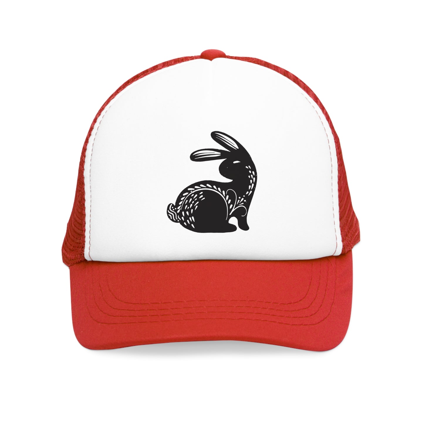 Mesh Cap Hat – Rabbit Design Adjustable Trucker in Black, Blue, Pink & Red