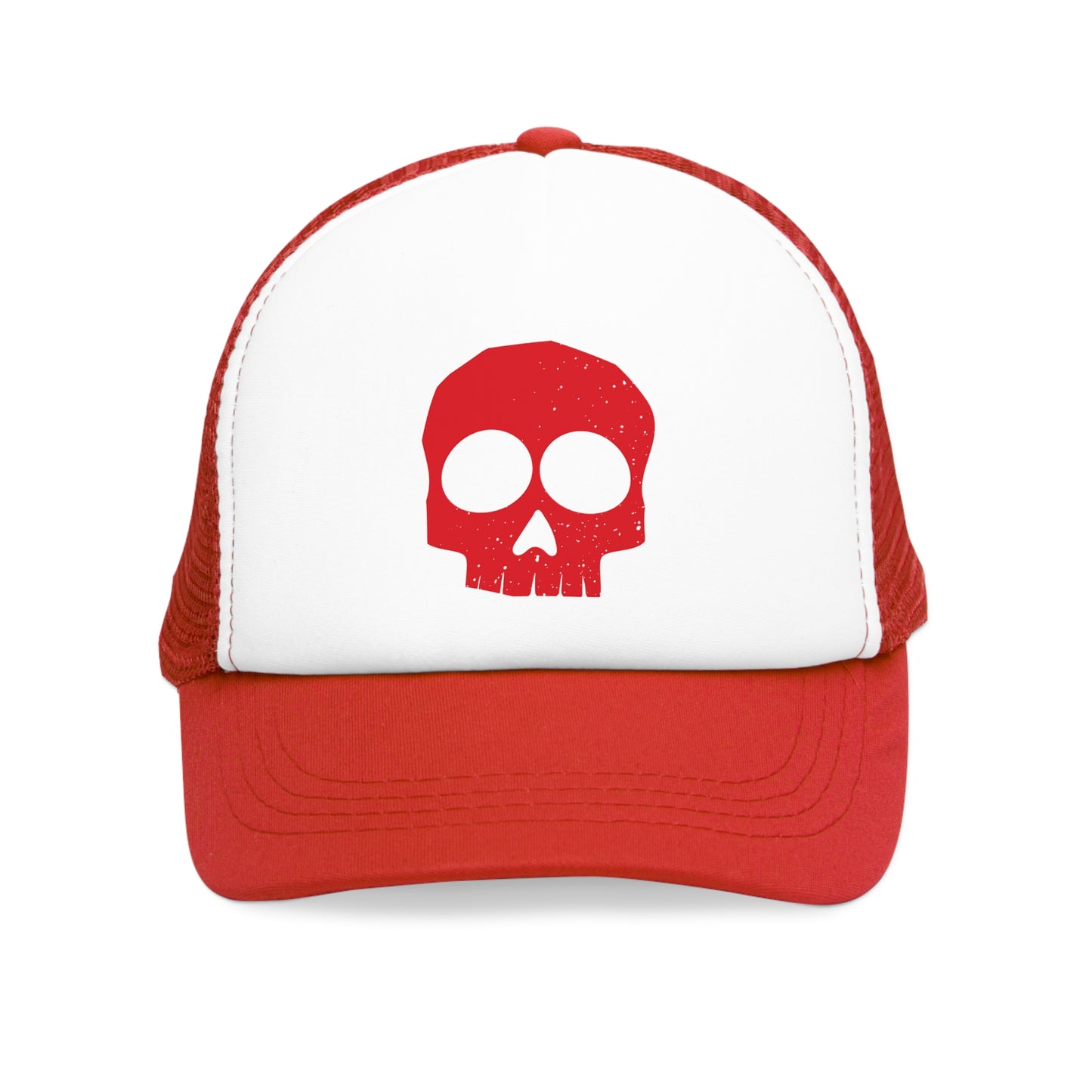 Mesh Cap Hat with Red Skull Design – Black, Blue, Pink & Red