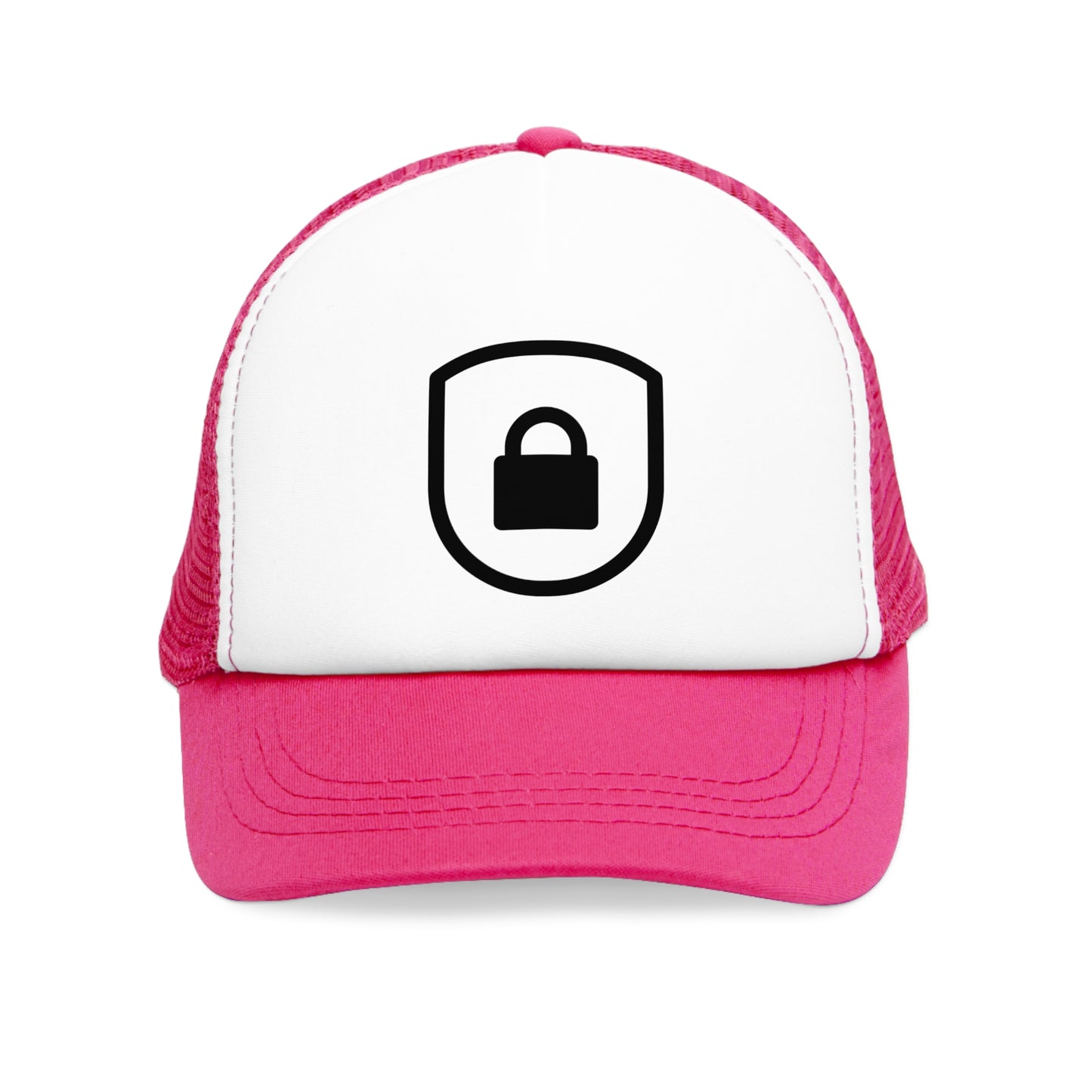 Mesh Cap Hat with Lock Icon Design – Black, Blue, Pink & Red