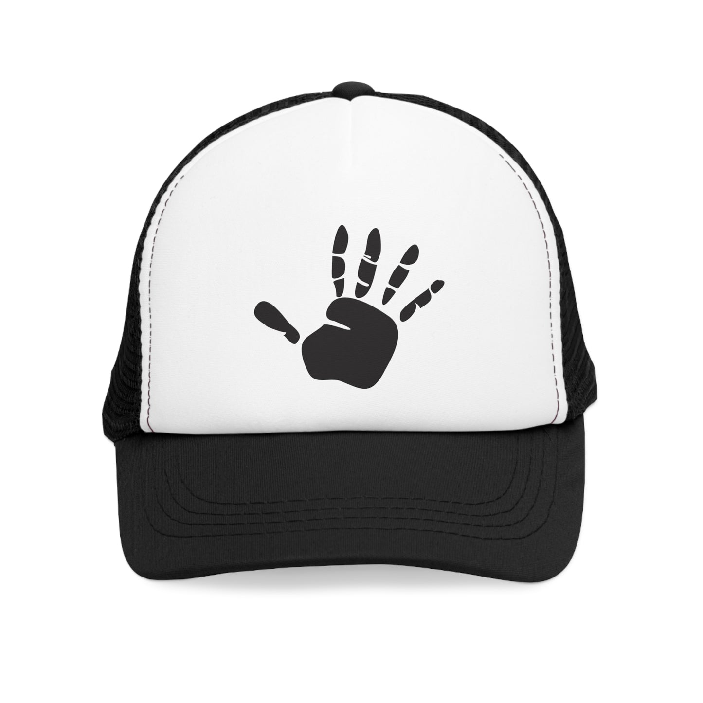 Mesh Cap Hat – Handprint Design Adjustable Trucker in Black, Blue, Pink & Red