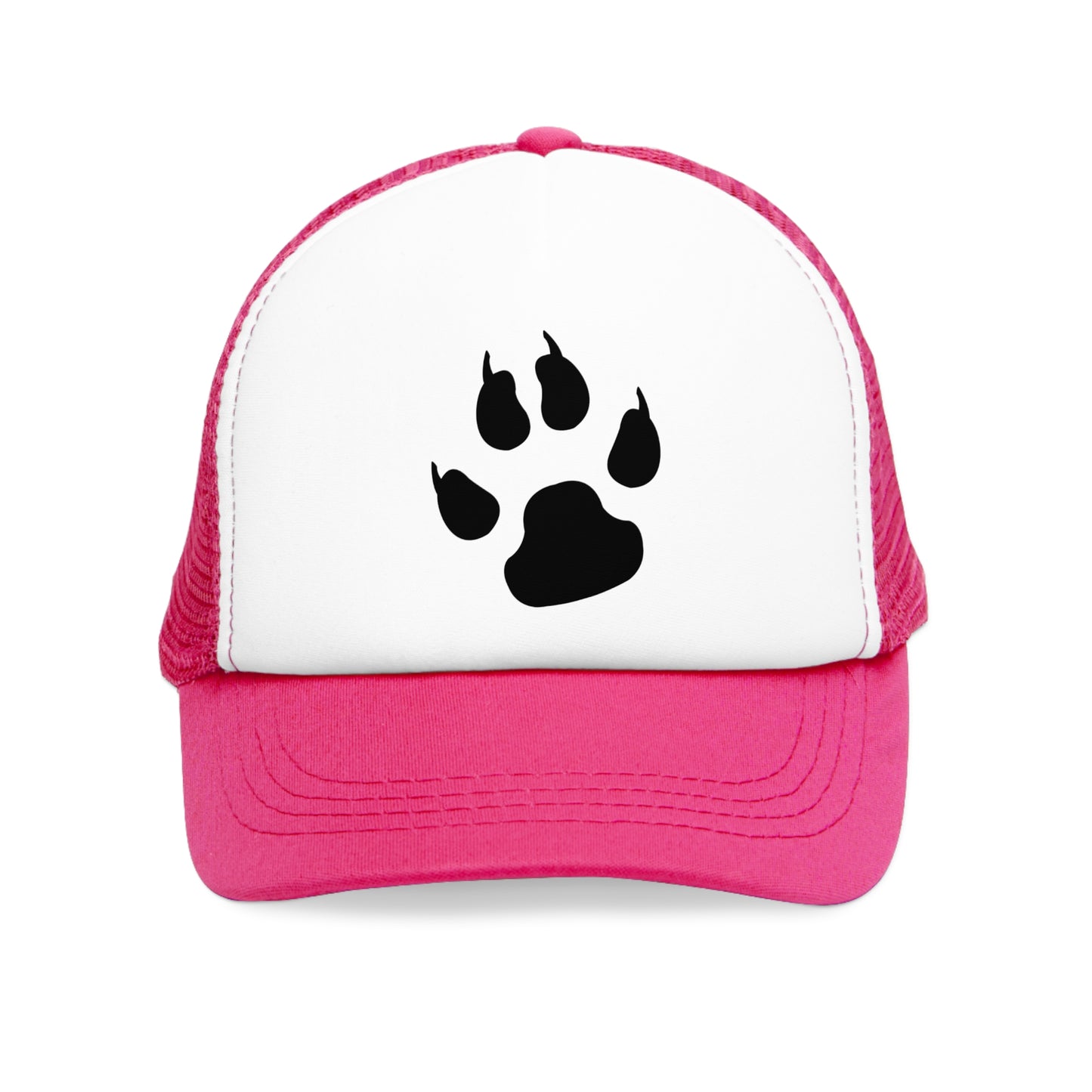 Mesh Cap Hat – Paw Print Design Adjustable Trucker in Black, Blue, Pink & Red