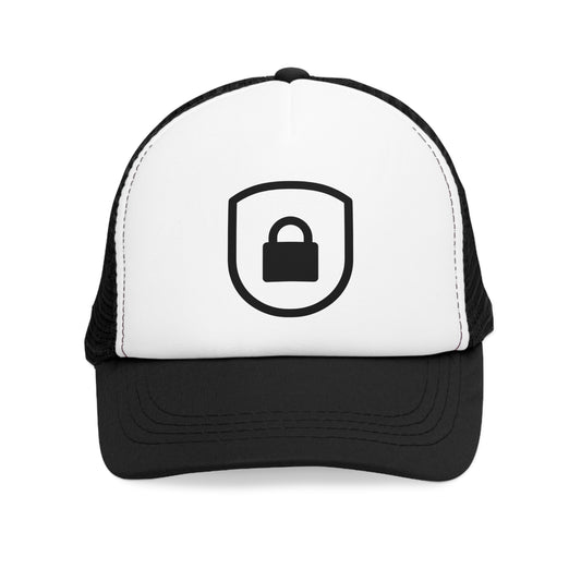 Mesh Cap Hat with Lock Icon Design – Black, Blue, Pink & Red