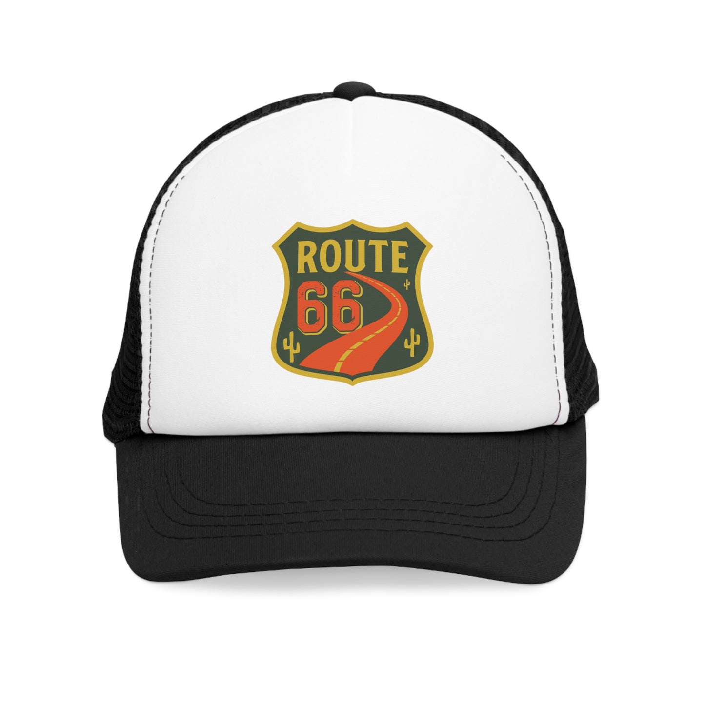 Mesh Cap Hat with Route 66 Design – Adjustable Trucker Hat for Men & Women, Black, Blue, Pink, Red