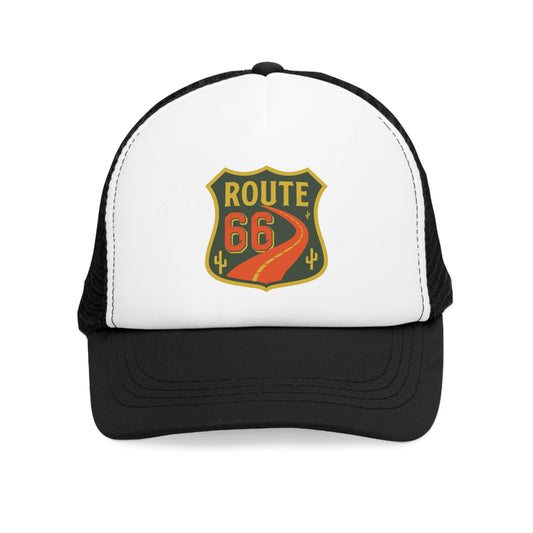 Mesh Cap Hat with Route 66 Design – Adjustable Trucker Hat for Men & Women, Black, Blue, Pink, Red