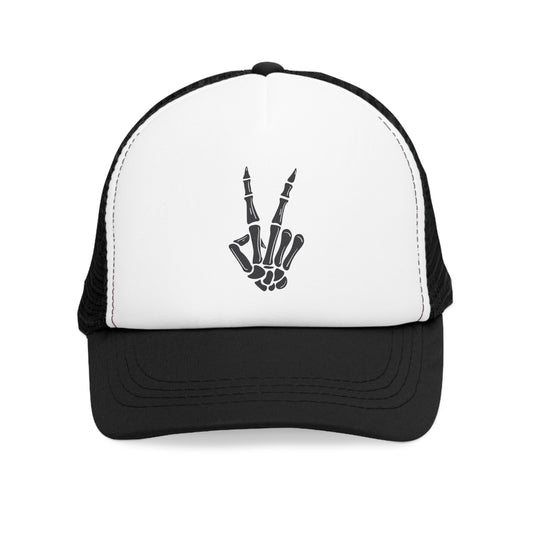 Mesh Cap Hat – Skeleton Hand Design in Black, Blue, Pink & Red