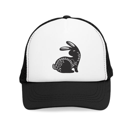 Mesh Cap Hat – Rabbit Design Adjustable Trucker in Black, Blue, Pink & Red