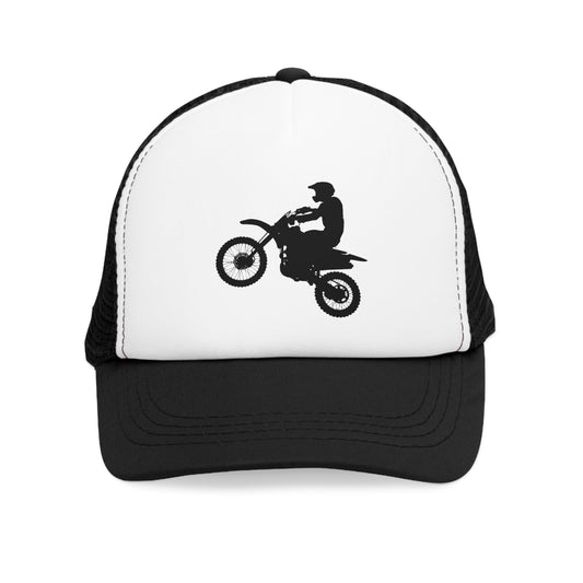 Mesh Cap Hat with Motorbike Design – Adjustable Trucker Hat for Men & Women, Black, Blue, Pink, Red