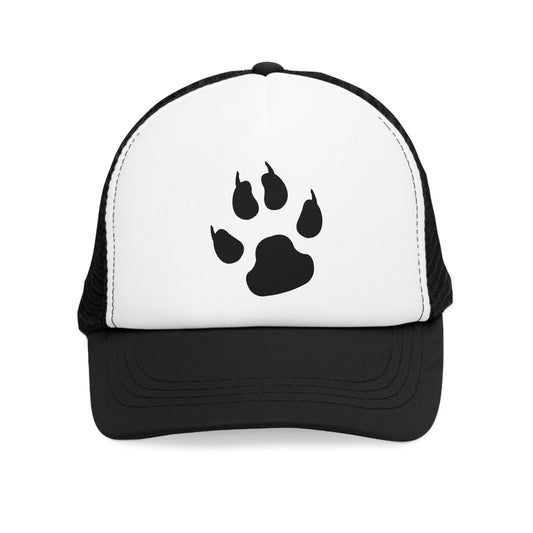 Mesh Cap Hat – Paw Print Design Adjustable Trucker in Black, Blue, Pink & Red