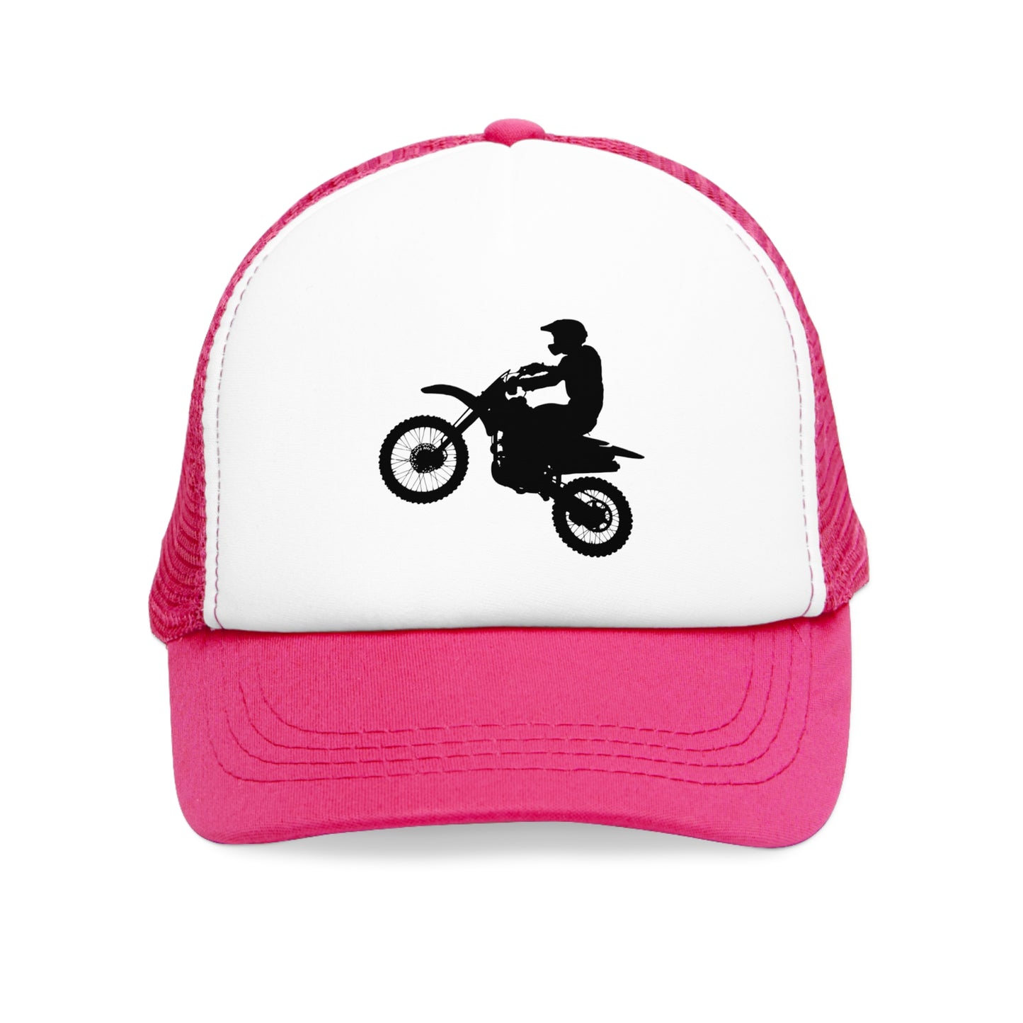 Mesh Cap Hat with Motorbike Design – Adjustable Trucker Hat for Men & Women, Black, Blue, Pink, Red